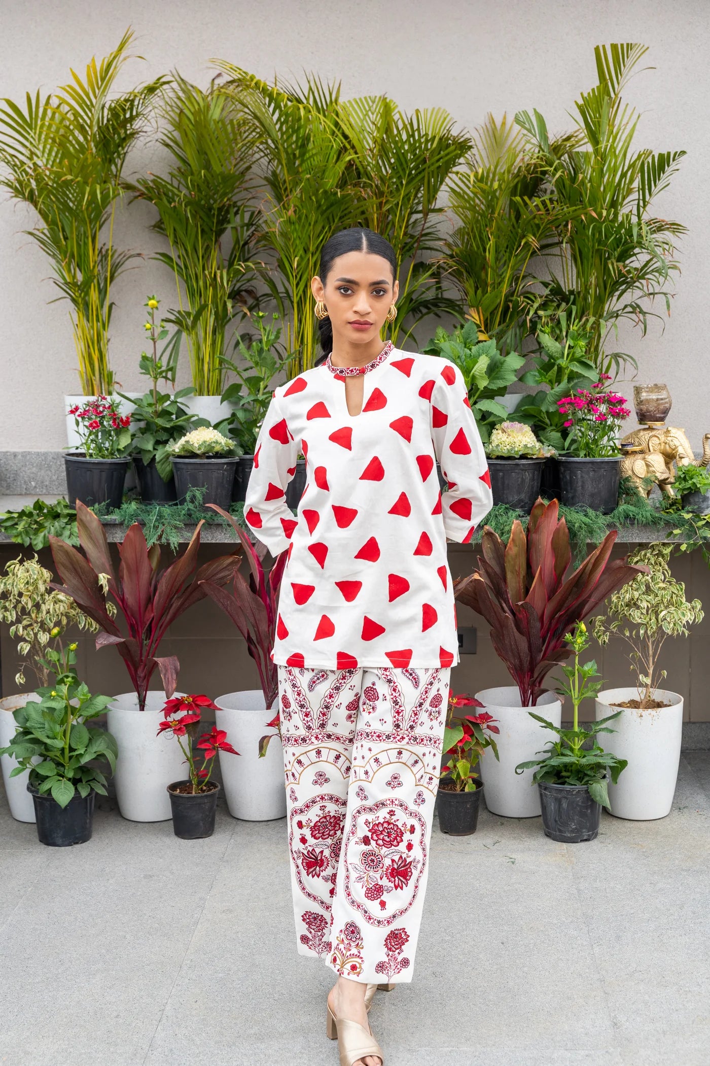 Beige & Red Breeze Coord Set