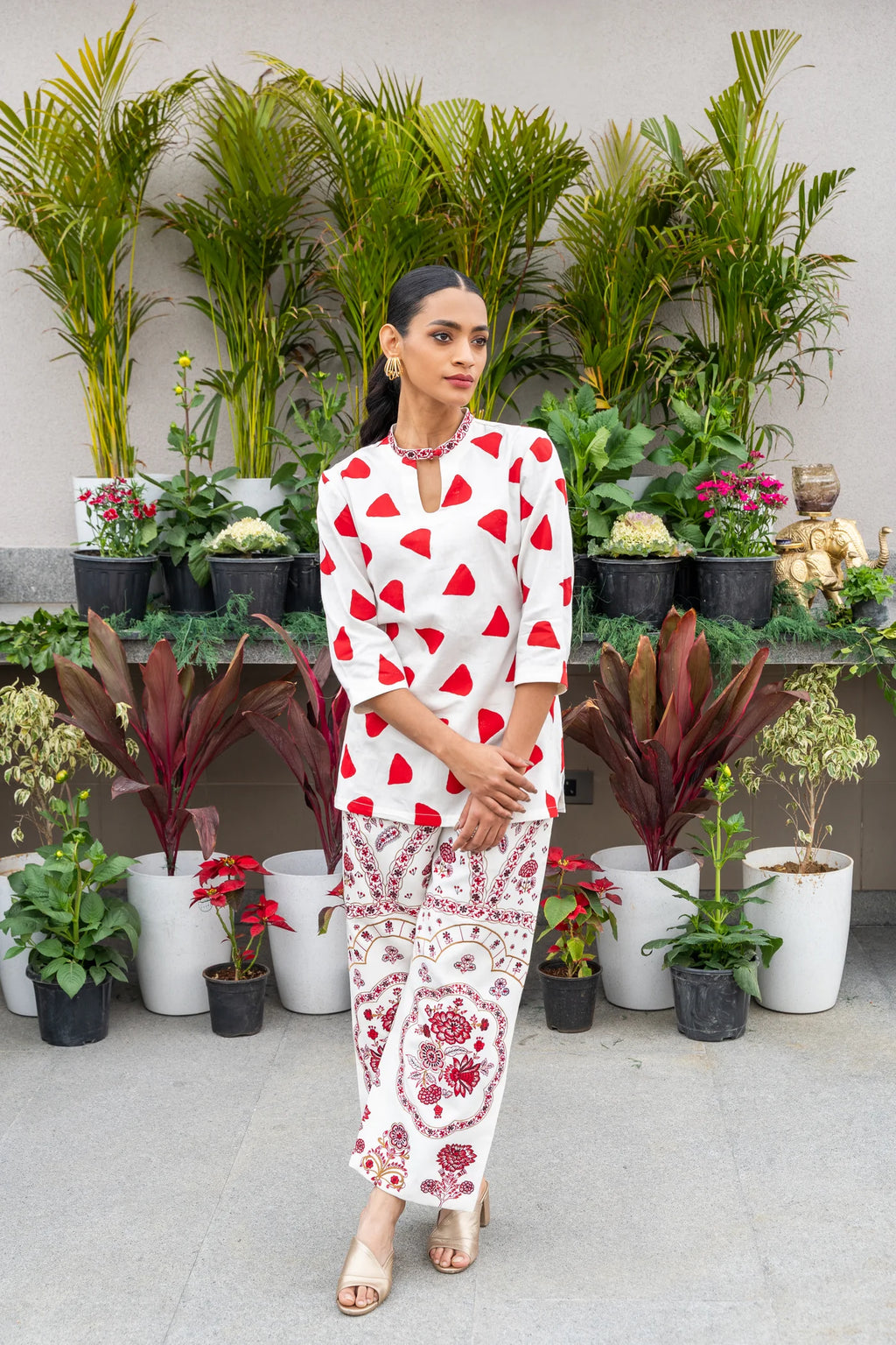 Beige & Red Breeze Coord Set