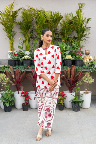 Beige & Red Breeze Coord Set