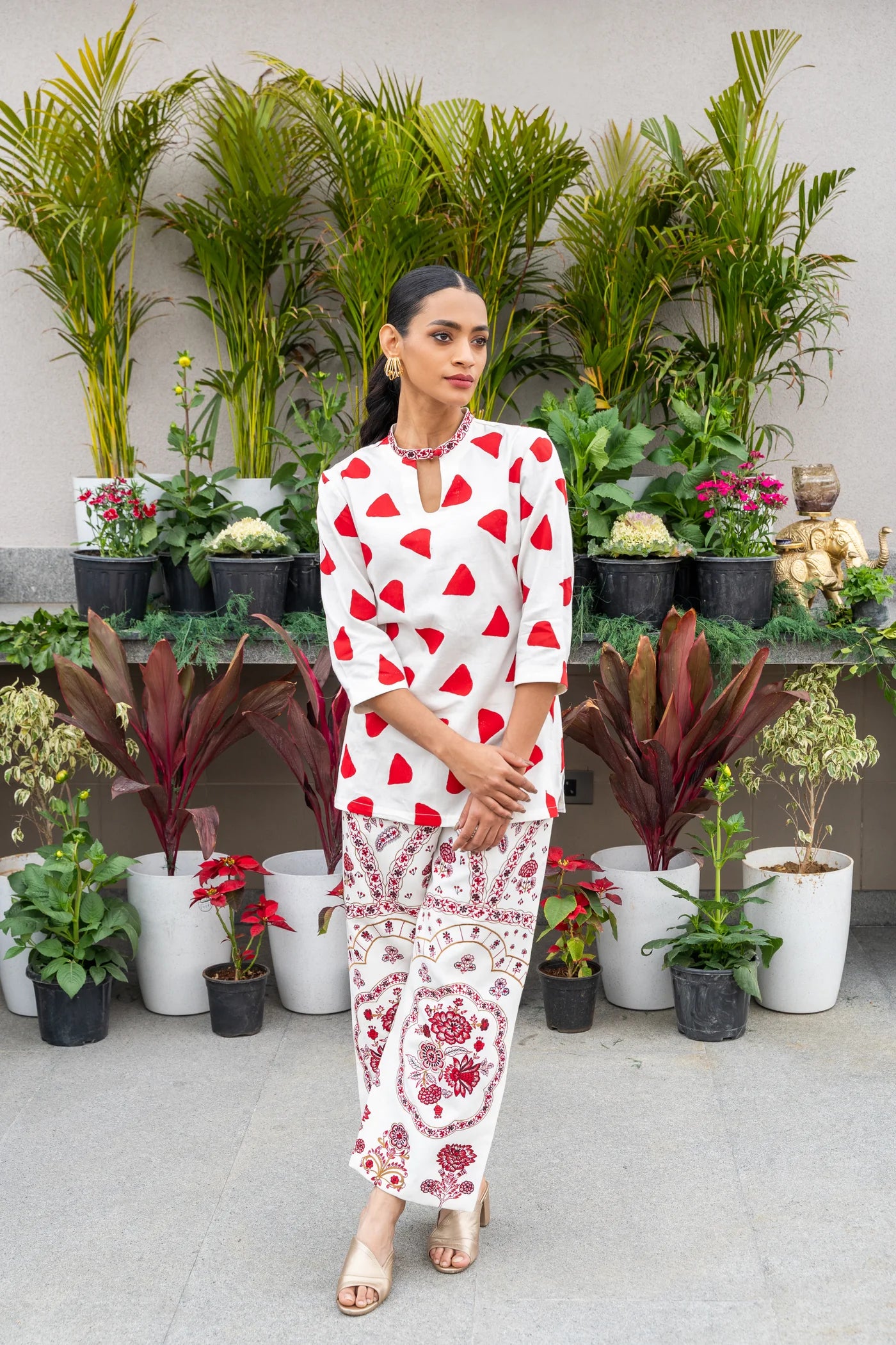 Beige & Red Breeze Coord Set