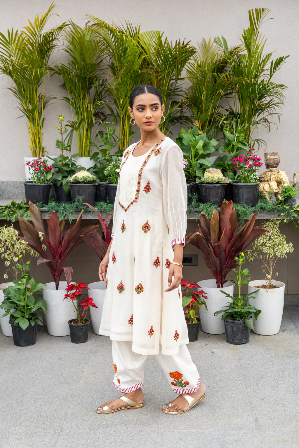 Ivory Glow Printed & Embroidered Kurta Set