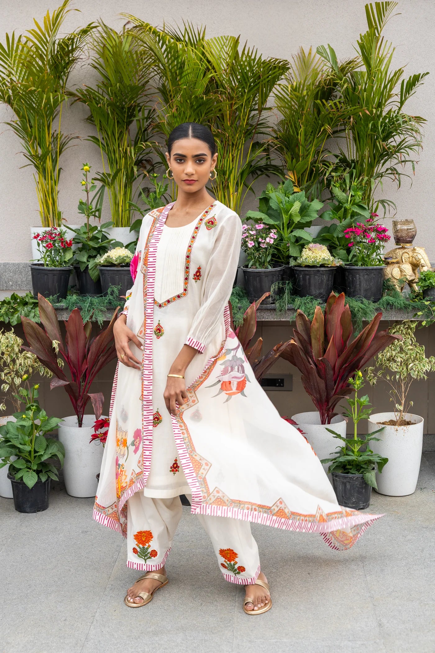 Ivory Glow Printed & Embroidered Kurta Set