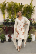 Beige Monotone Emboridery Kurta Set