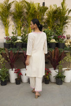 Beige Monotone Emboridery Kurta Set
