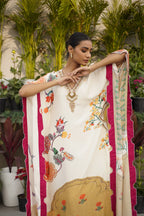 Cream Floral & Mughal Printed Kaftan