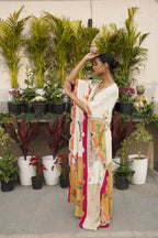 Cream Floral & Mughal Printed Kaftan