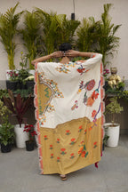 Cream Floral & Mughal Printed Kaftan