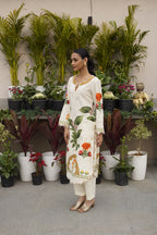 Ivory Printed & Lace Detailed Kurta Set