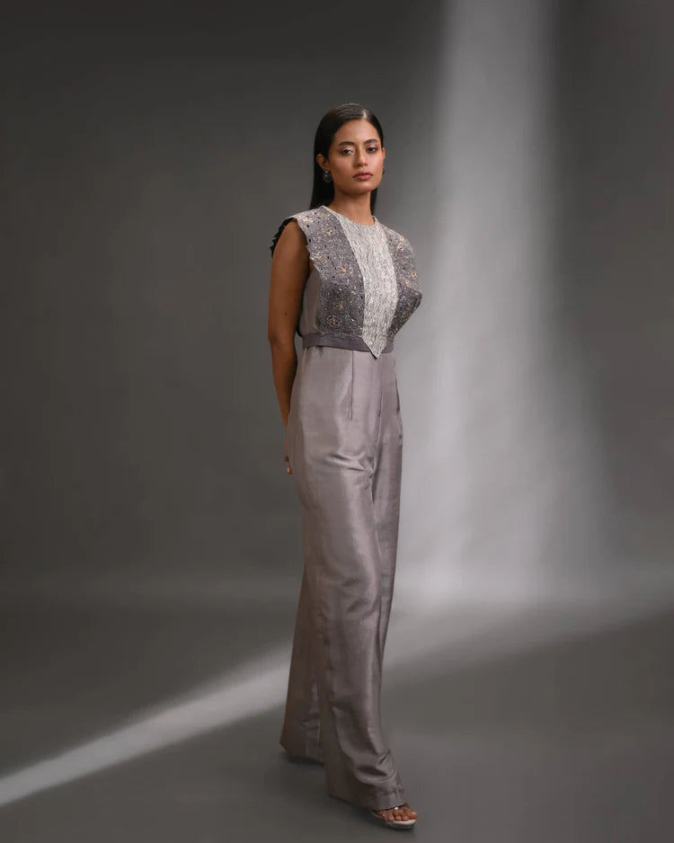 The Celestia Embellished Silk Jumpsuit