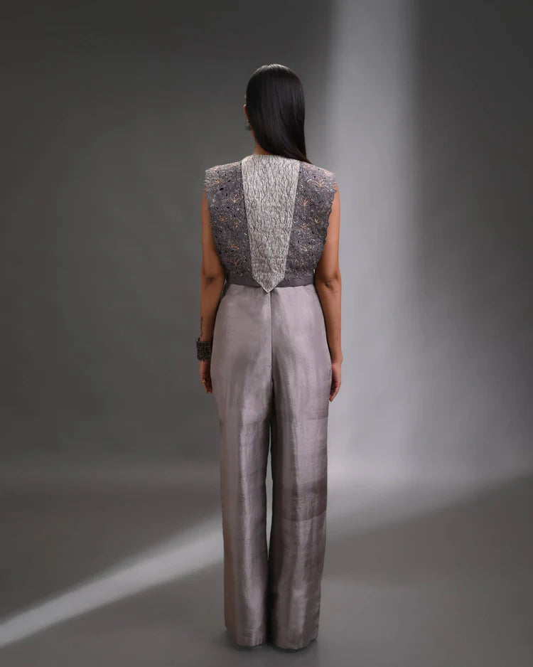 The Celestia Embellished Silk Jumpsuit