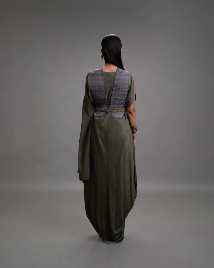 Zehra Draped Silk Dress
