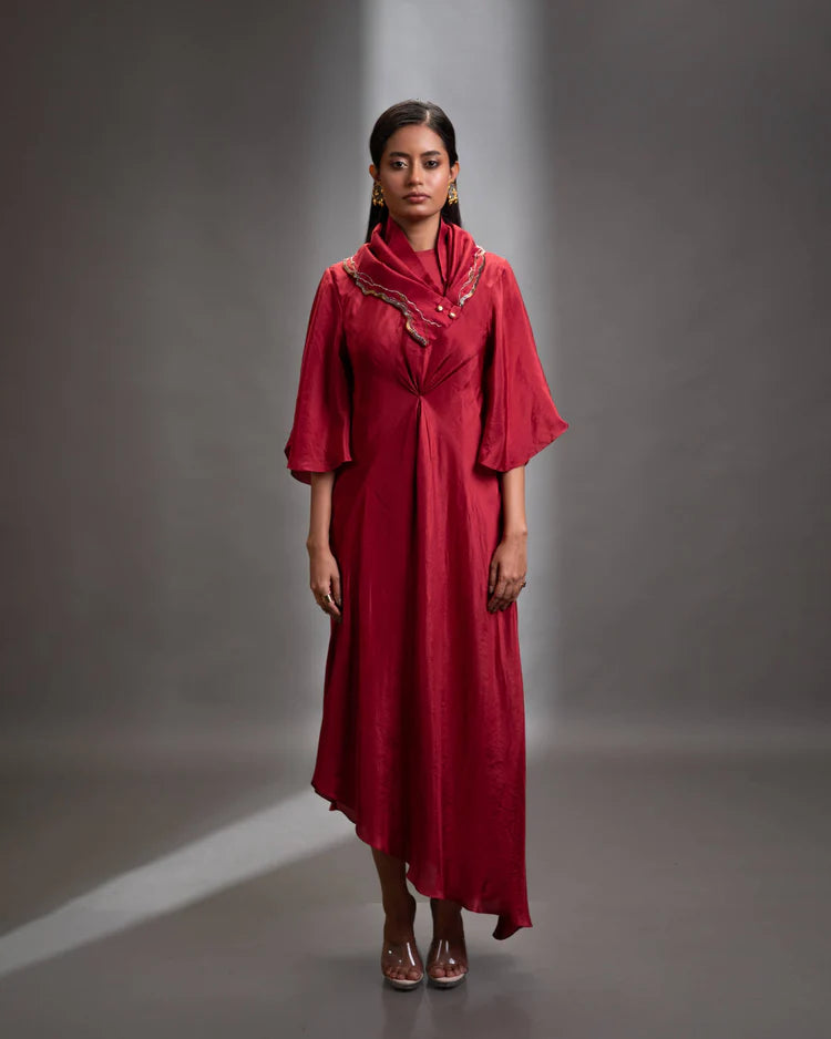 Crimson Aura Silk Dress Main image