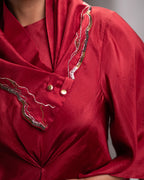 Crimson Aura Silk Dress