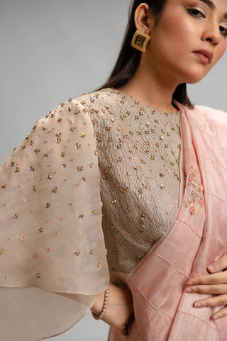 Textured Tussar Silk Saree Set