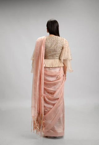 Textured Tussar Silk Saree Set