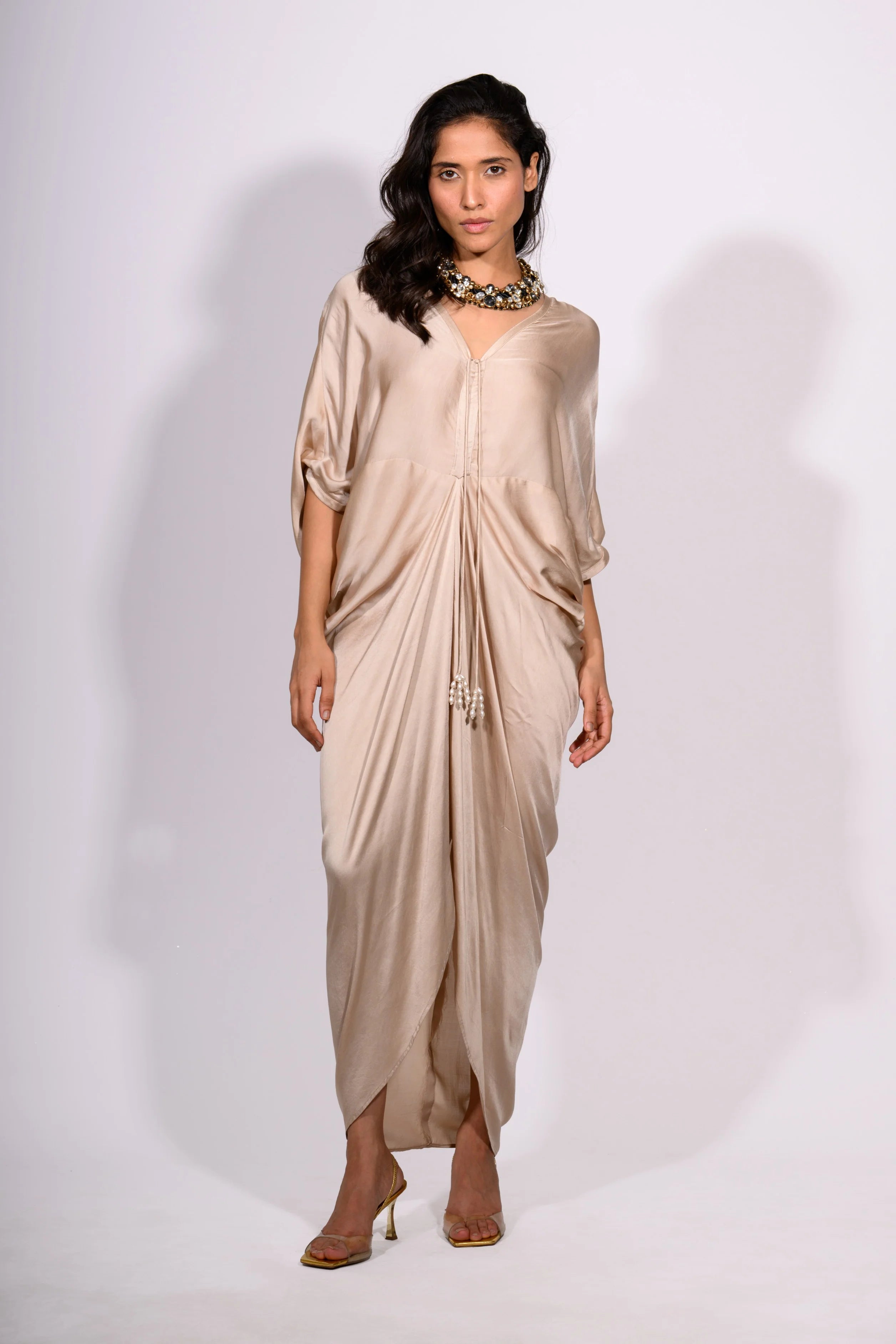 Champagne Satin Cinch Dress