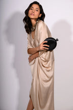 Champagne Satin Cinch Dress