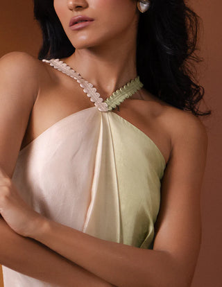 Silk Ombre Dress With Neckline Detail