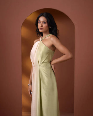 Silk Ombre Dress With Neckline Detail