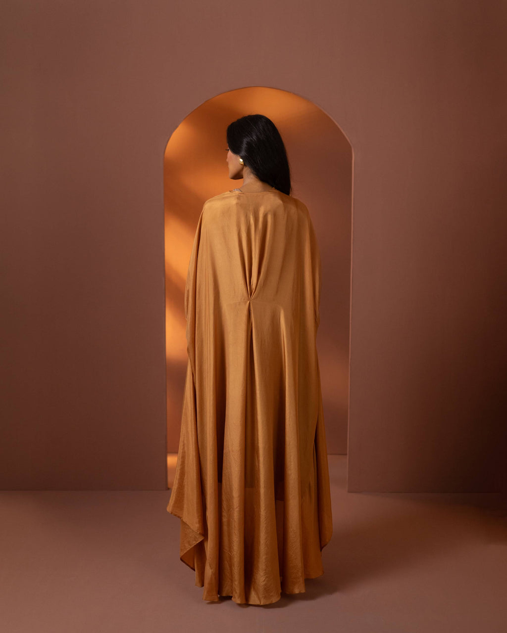 Marigold Silk Dress & Cape Set