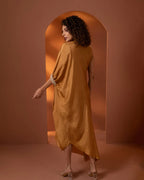 Marrakech Sunset Yellow Silk Draped Dress