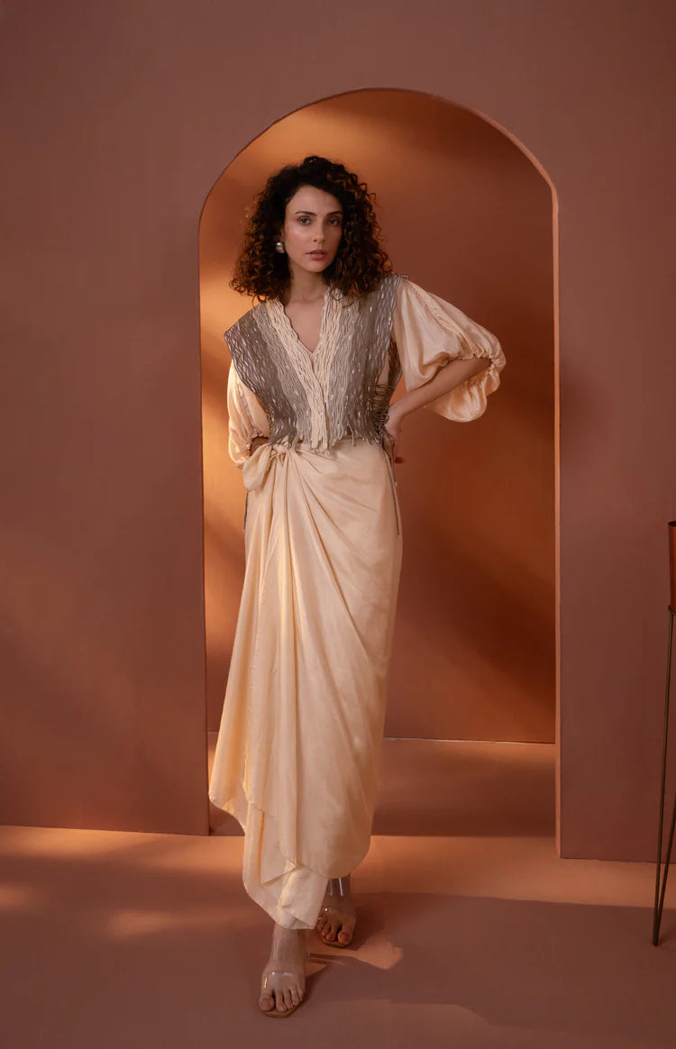 Moonstone Embellished Silk Jacket Set Main image