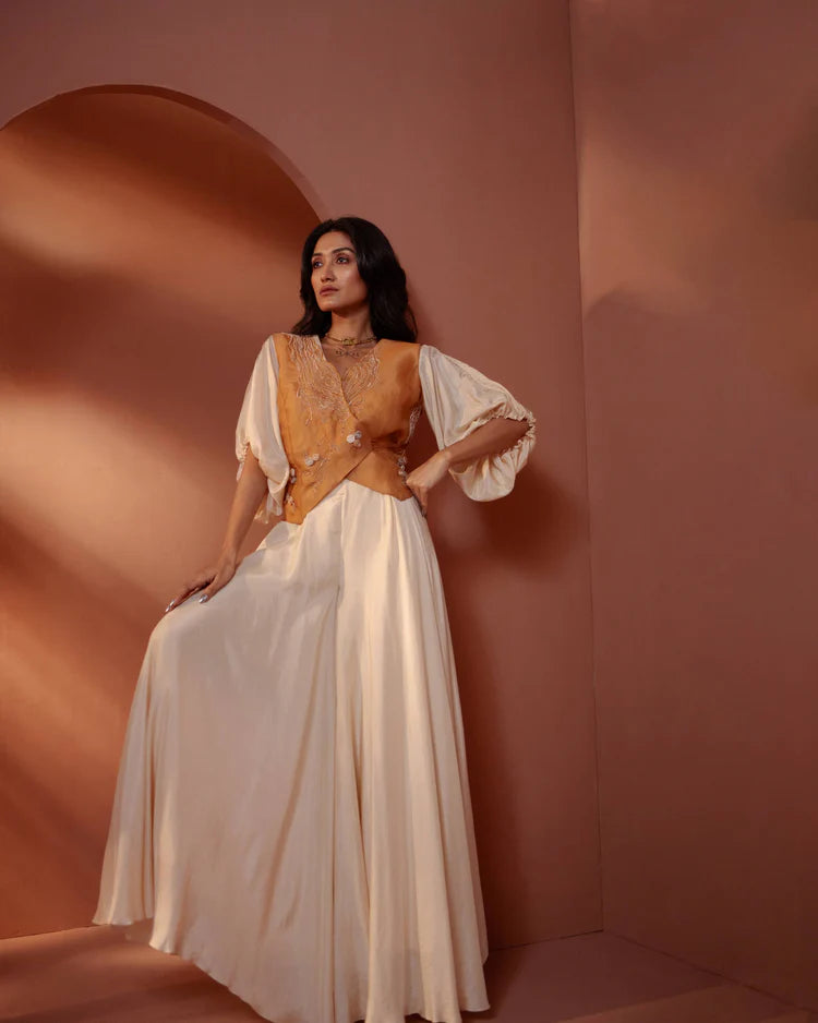 Citrine Silk Organza Pant Set