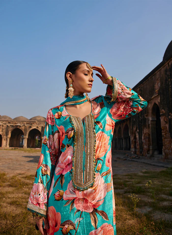 Fariya Printed Velvet Suit Set