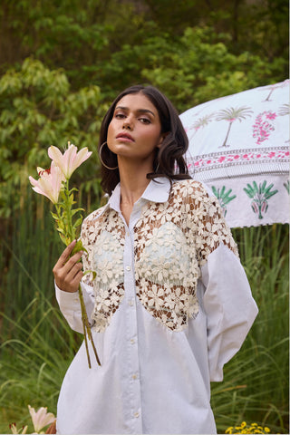 Luna Poplin Cut-Work Co-Ord Set