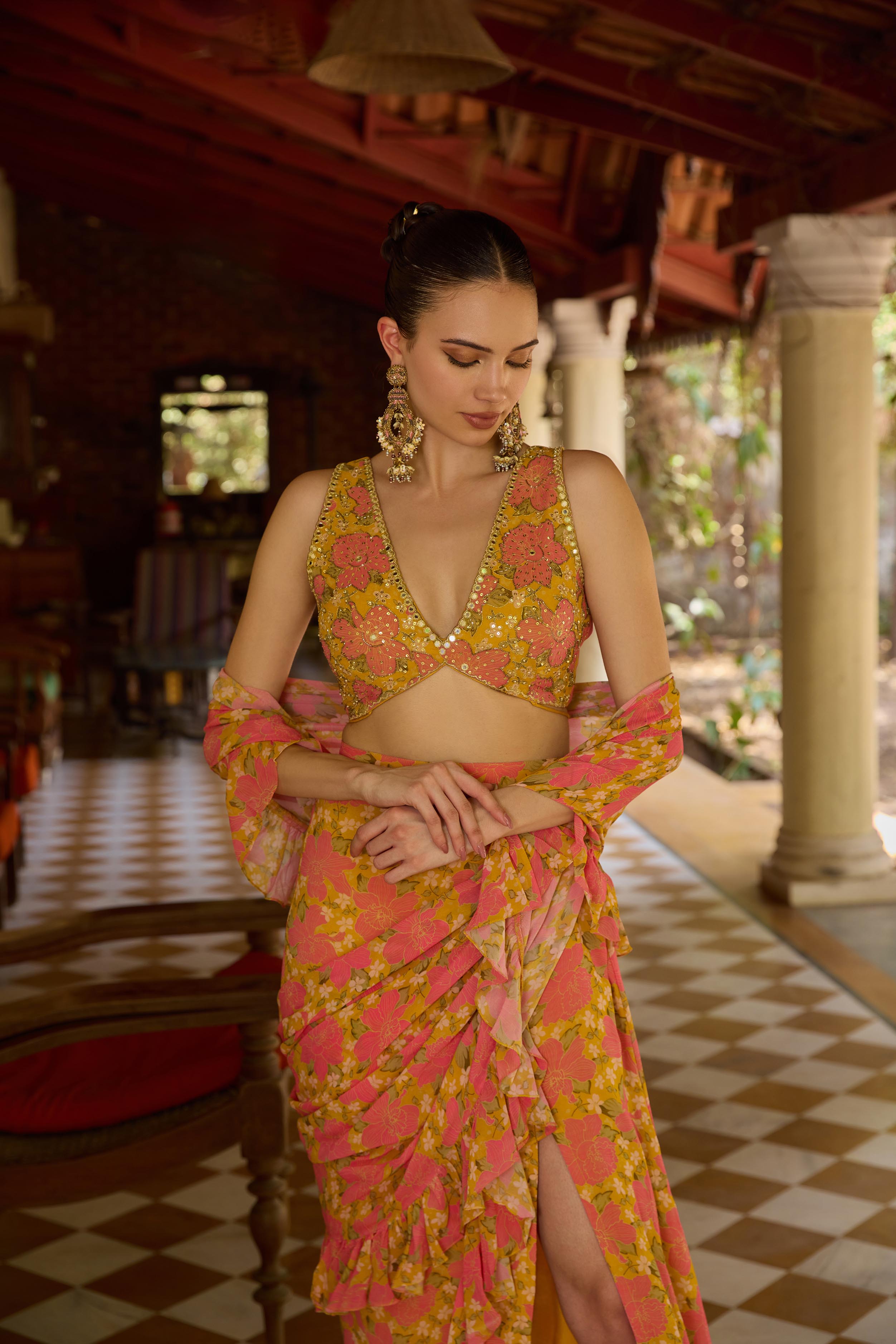 Yamini Floral Tied Saree Secondary image