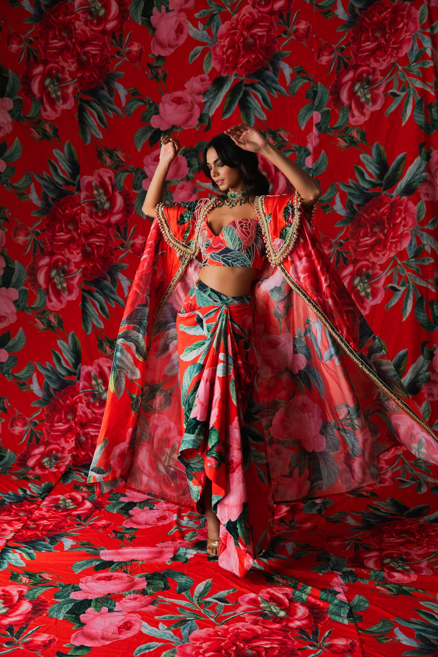 Saanvi Tropical Cape Lehenga Secondary image