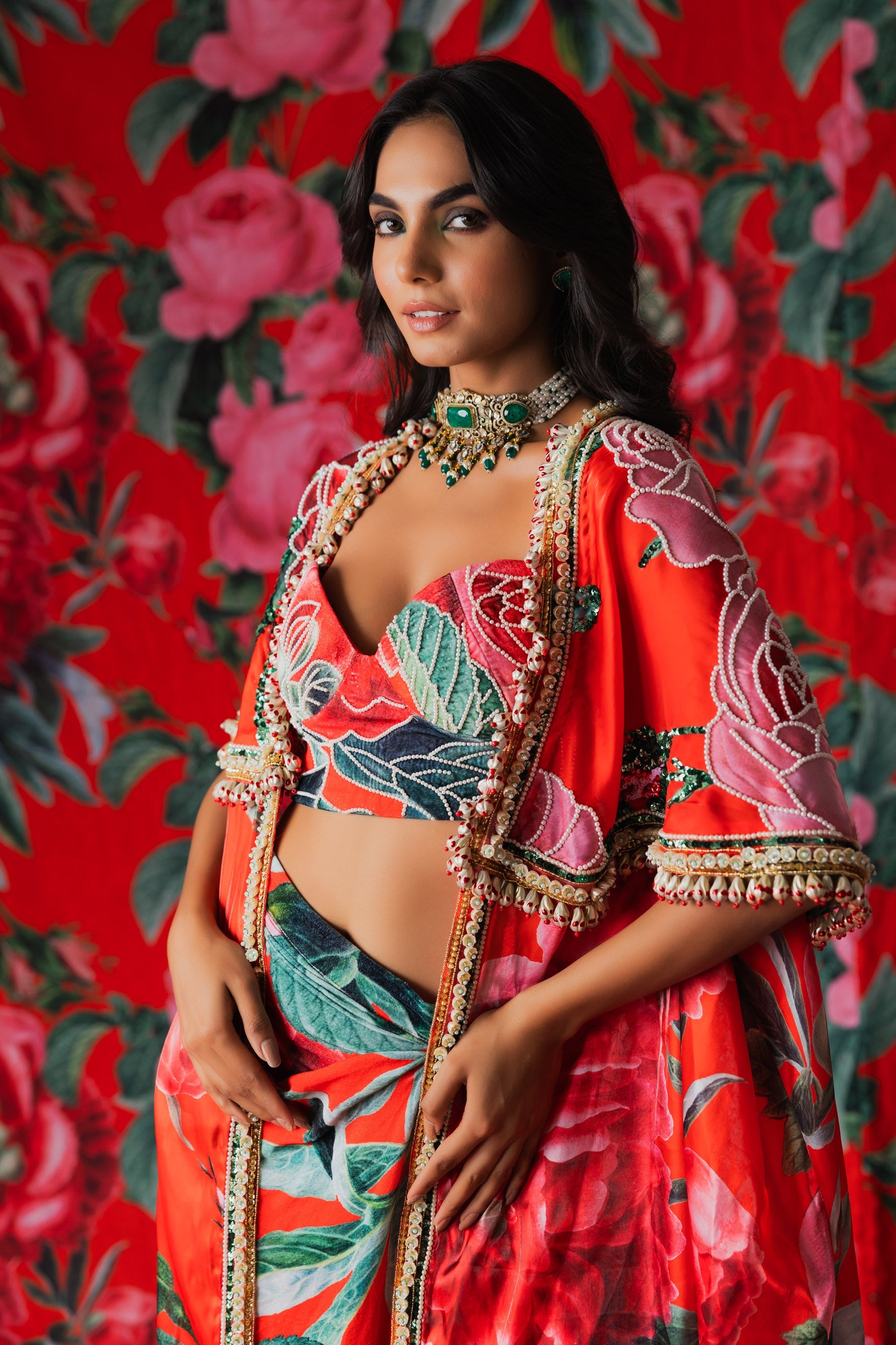 Saanvi Tropical Cape Lehenga
