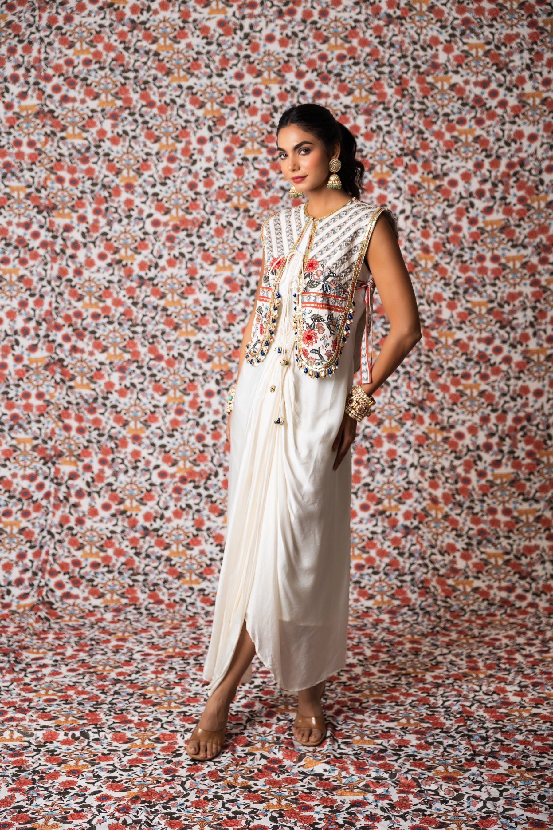 Auvielle Printed Vest & Drape Dress Secondary image