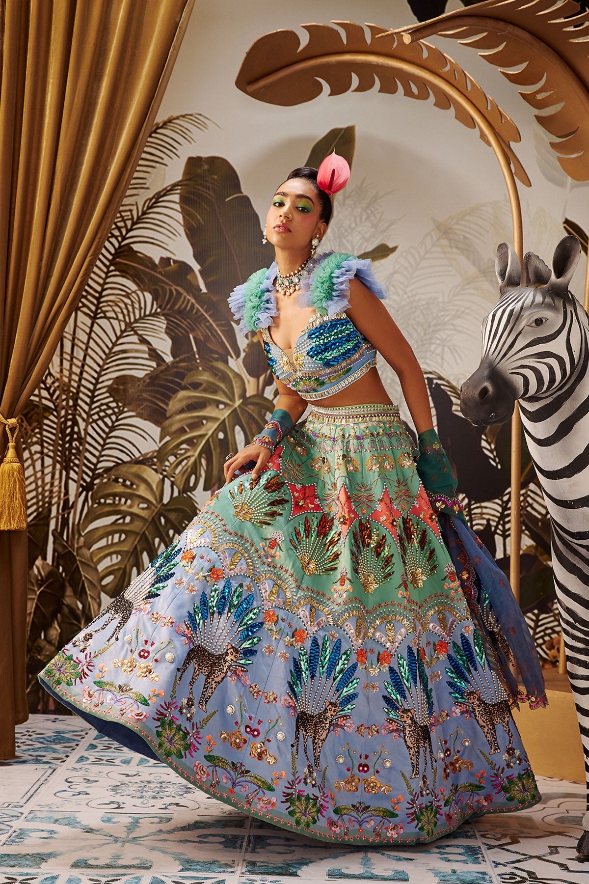 Soverign of Leopard Lehenga Main image