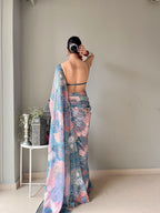 Ocean Coral Saree