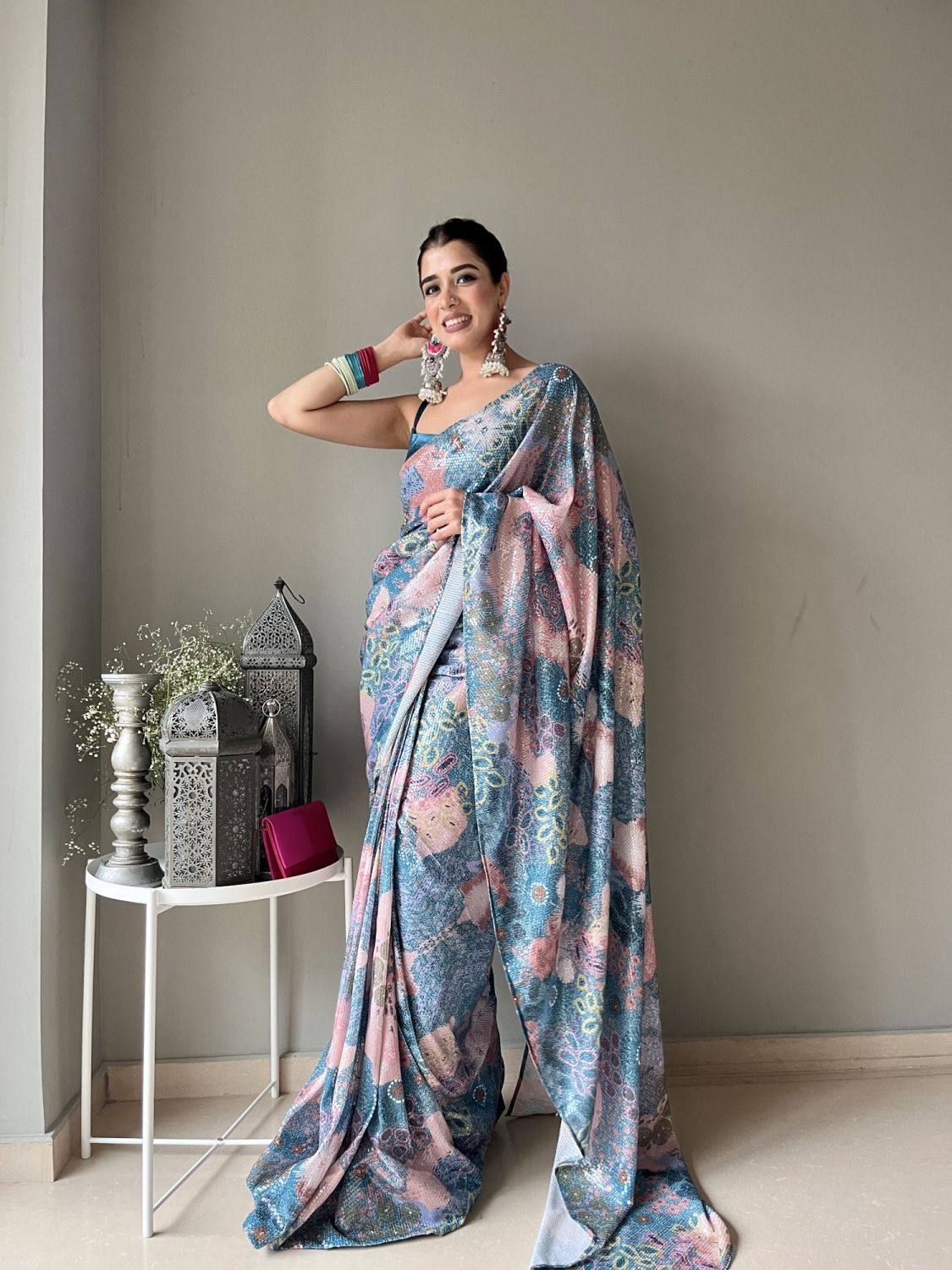 Ocean Coral Saree Main image