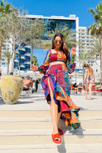 Fruit print ruffle skirt and top
