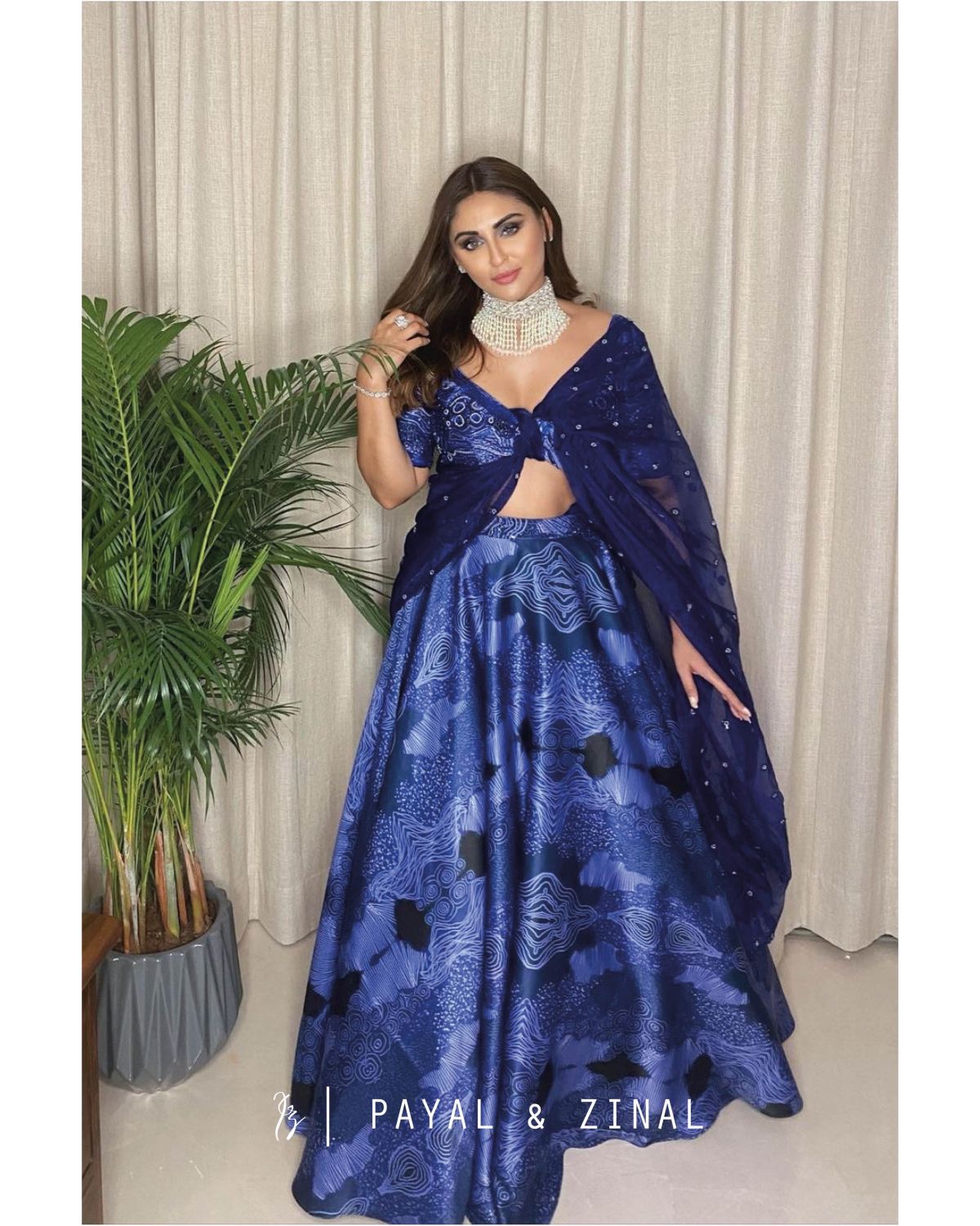 Abstract Azure Lehenga