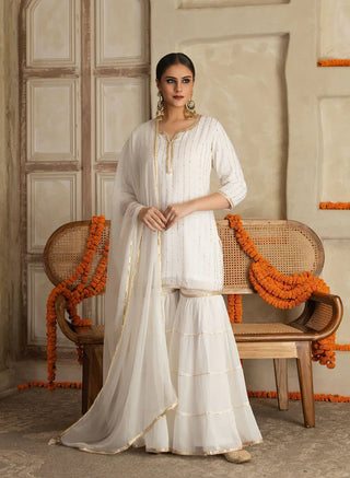 Juhi Georgette Mukesh Work Sharara Set