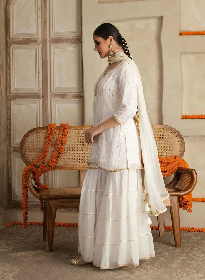 Juhi Georgette Mukesh Work Sharara Set