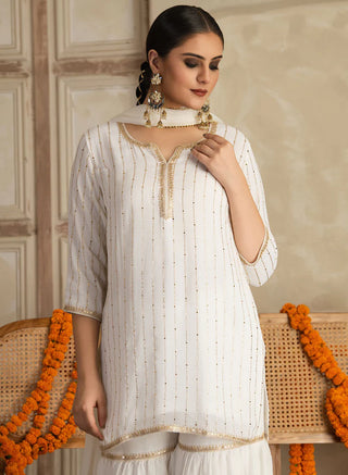 Juhi Georgette Mukesh Work Sharara Set