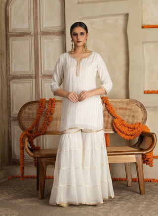 Juhi Georgette Mukesh Work Sharara Set