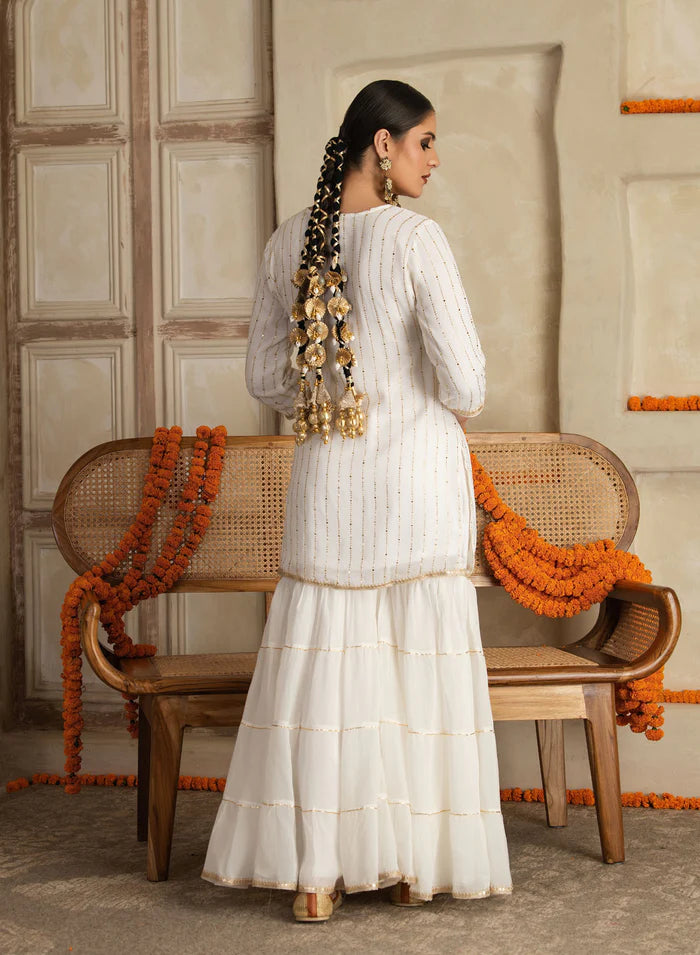 Juhi Georgette Mukesh Work Sharara Set