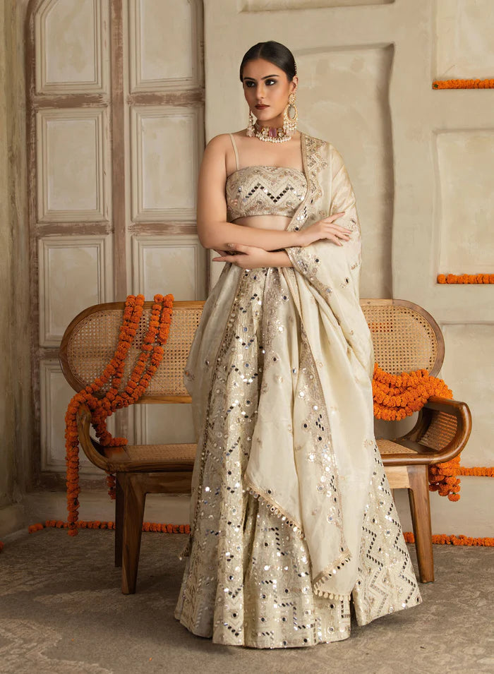 Ketaki Offwhite Embroidred Lehenga Set