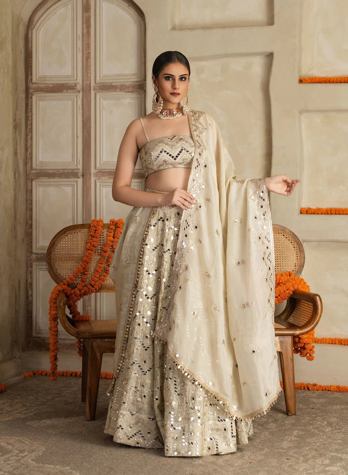 Ketaki Offwhite Embroidred Lehenga Set