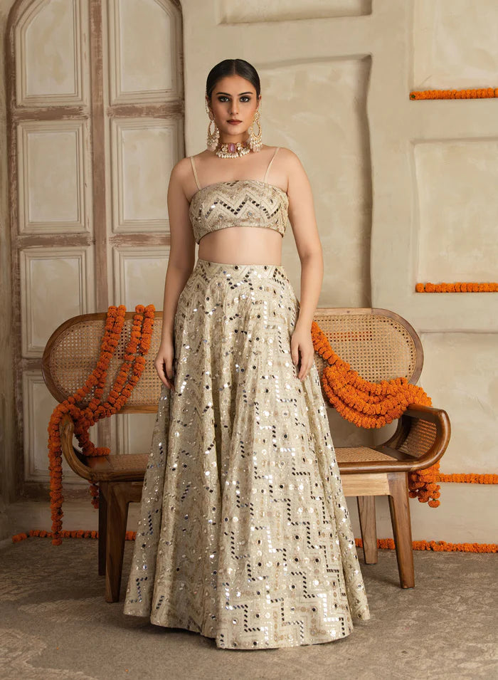 Ketaki Offwhite Embroidred Lehenga Set