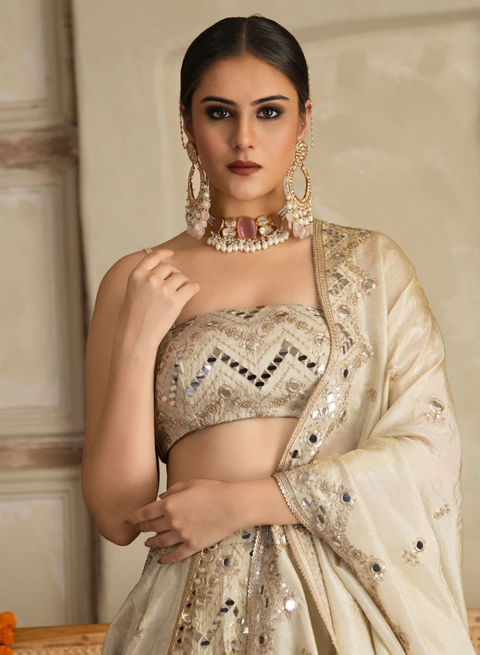 Ketaki Offwhite Embroidred Lehenga Set