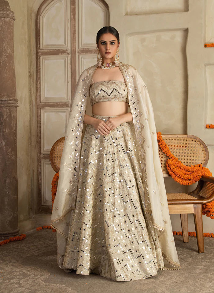 Ketaki Offwhite Embroidred Lehenga Set