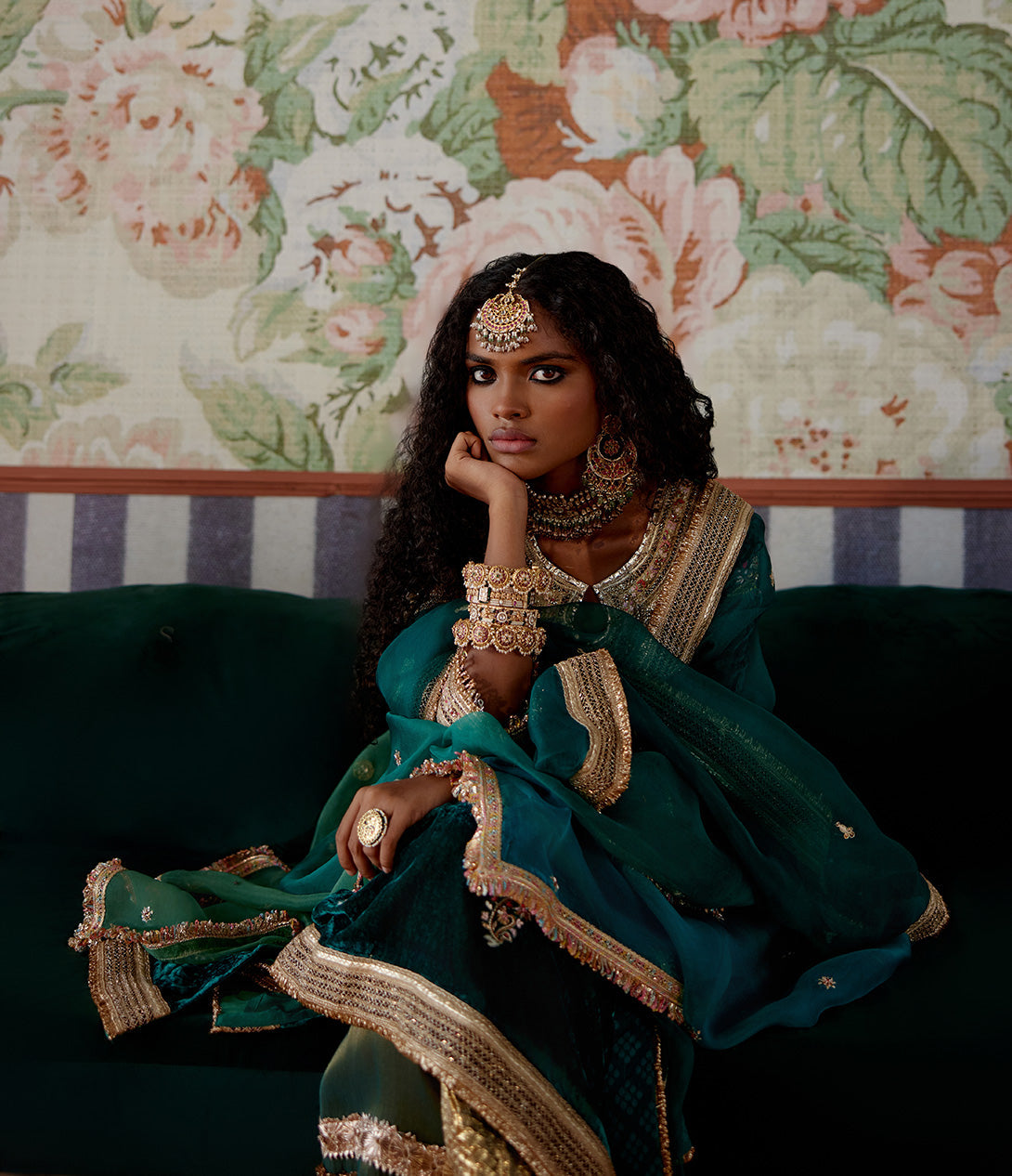 Velvet Kurta with Embroidered Dupatta Secondary image