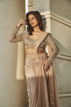 Peacock Feather Wrap Around Drape Saree